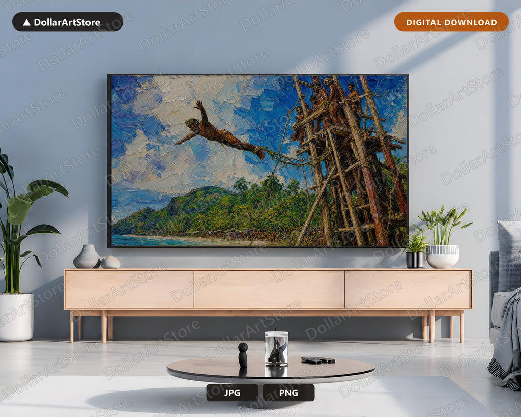 Land-Diving Scenery Textured Samsung Frame TV Art Digital Download