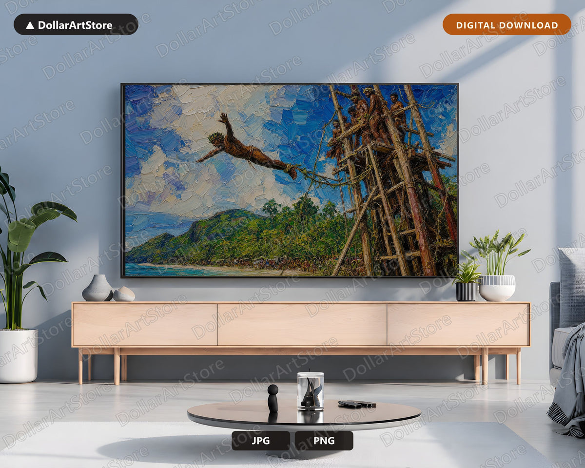 Land-Diving Scenery Textured Samsung Frame TV Art Digital Download