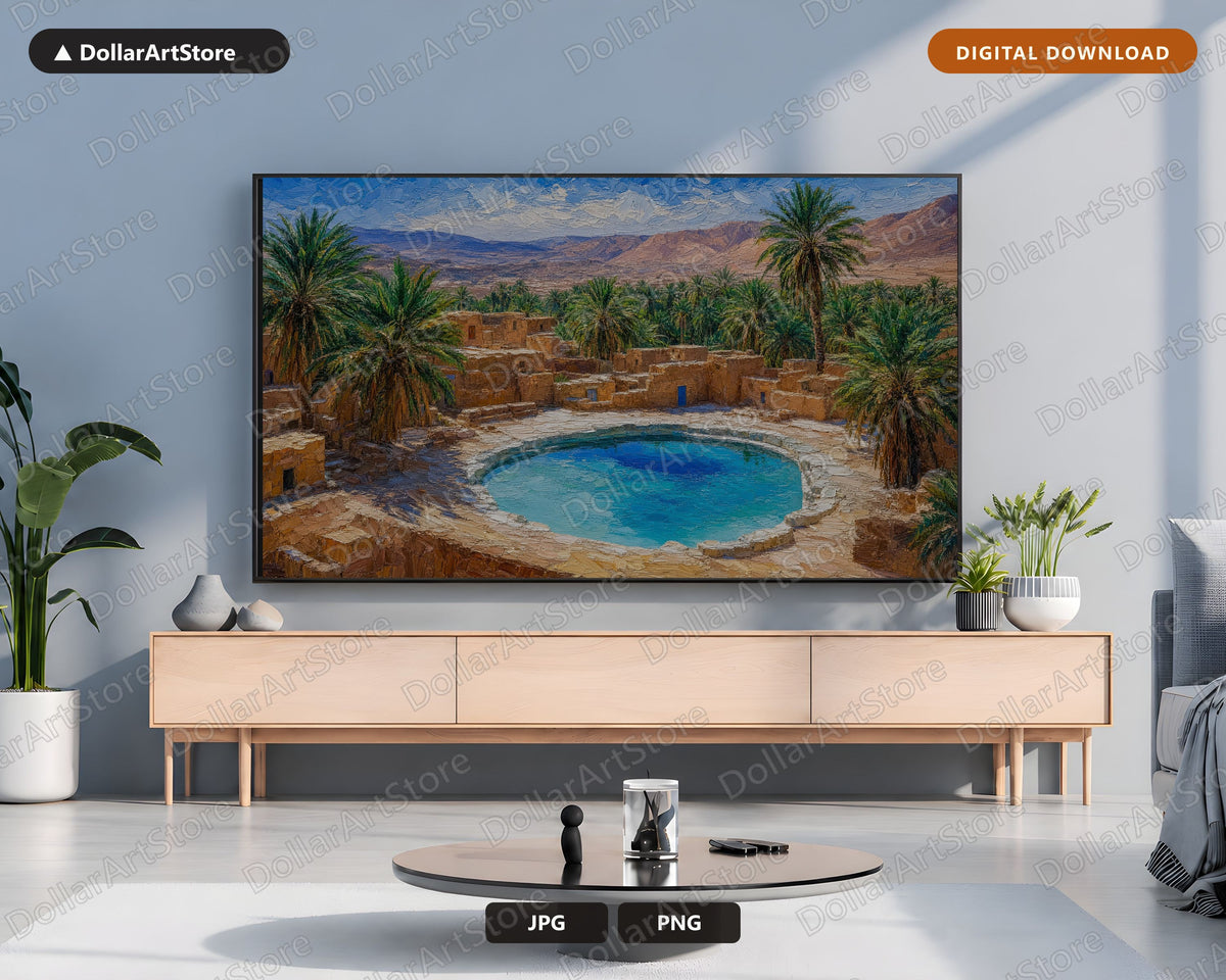 Cozy Desert Oasis Frame TV Art, Middle East Landscape, Samsung Frame TV Digital Download, 4K Screensaver