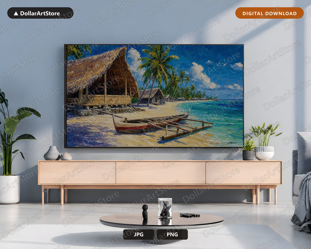 Tropical Atoll Scenery Frame TV Art, Samsung Frame TV Digital Download, 4K Beach Landscape