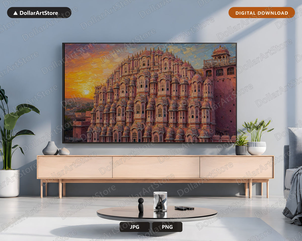 Cozy Sunset Scenery Frame TV Art, Hawa Mahal Palace 4K Digital Download Samsung Frame TV Screensaver