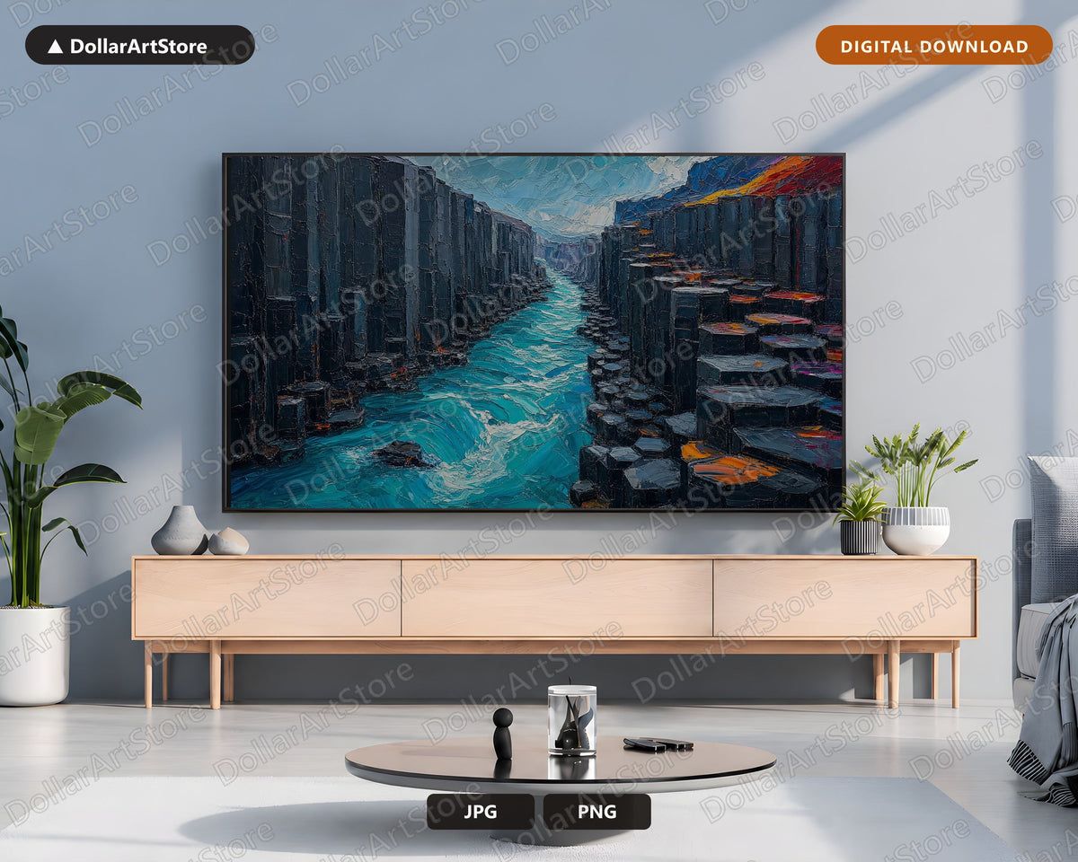 Arctic Canyon Frame TV Art, Turquoise Waters Landscape, Samsung Frame TV Digital Download 4K