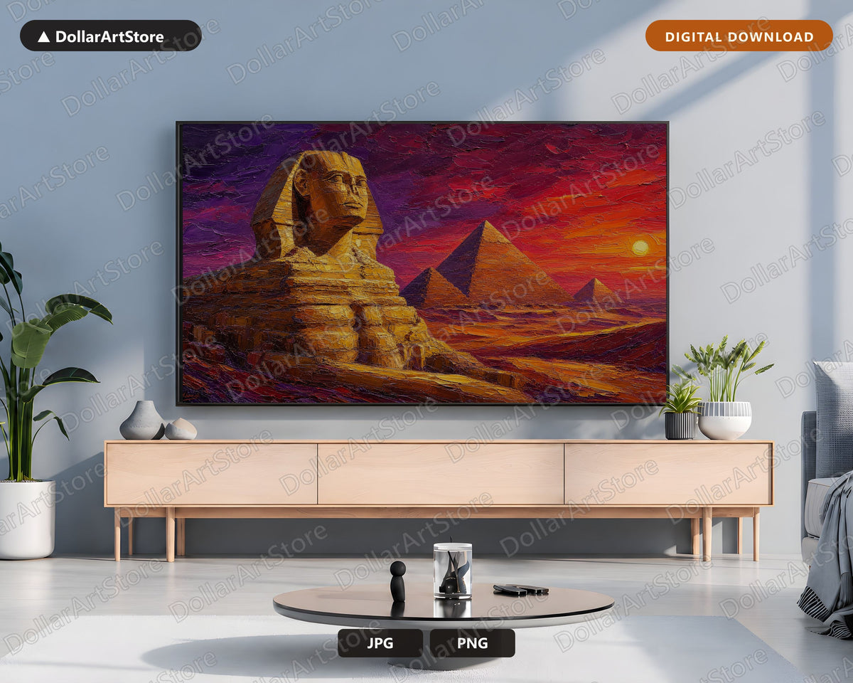 Cozy Egypt Sphinx Frame TV Art, Samsung Frame TV Digital Download, 4K Textured Landscape