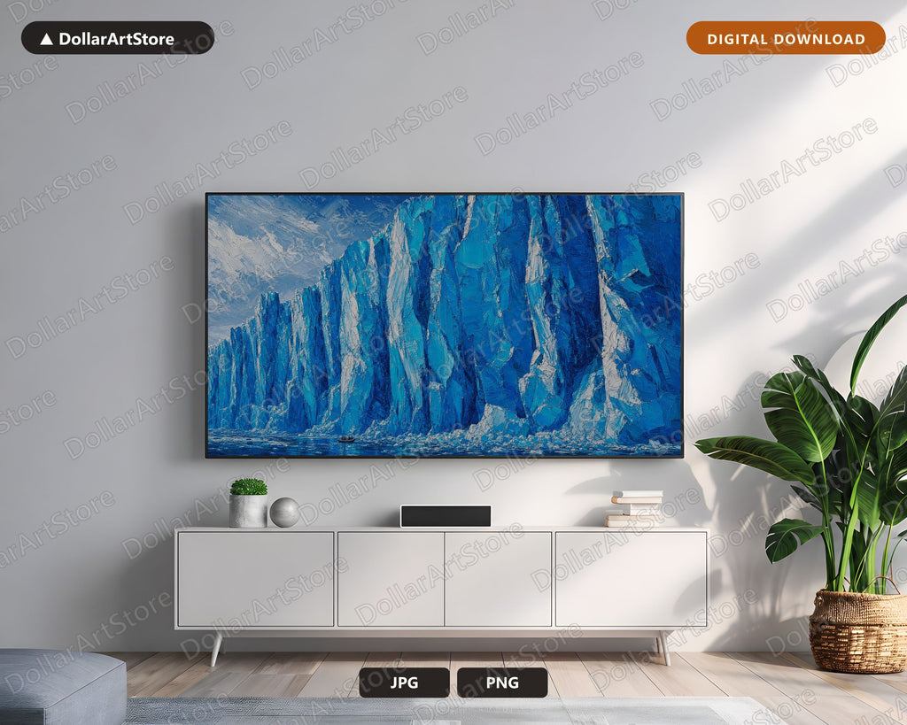 Cozy Arctic Ice Cliffs Frame TV Art, Samsung Frame TV Digital Download, 4K Textured Scenery