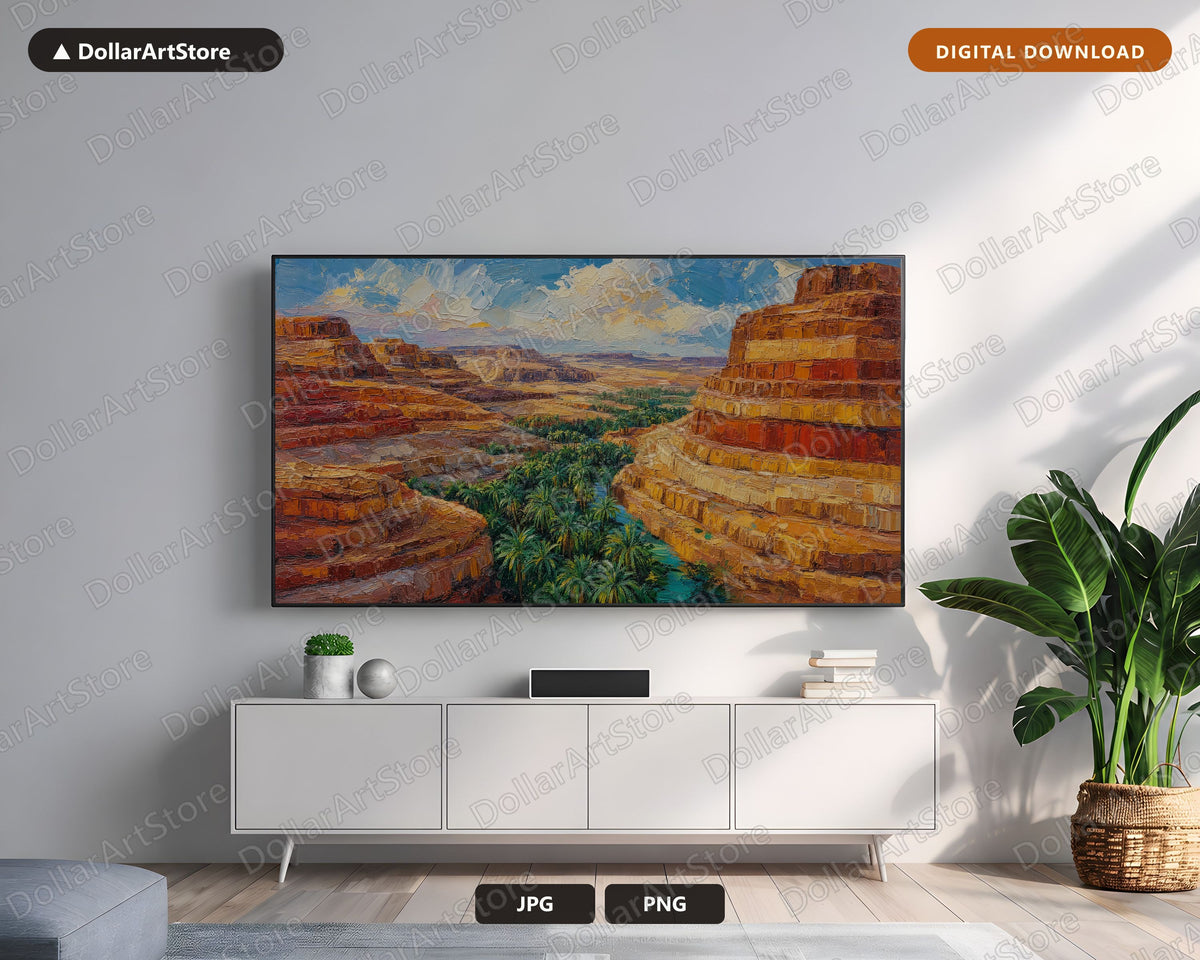 Cozy Earthy Canyon Frame TV Art, Landscape Screensaver for Samsung TV