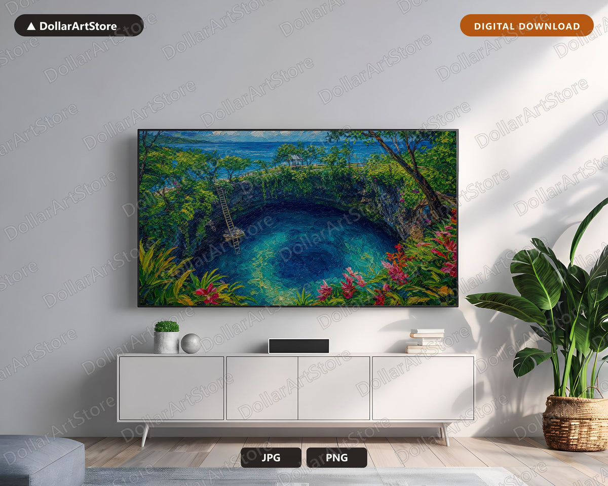 Tropical Ocean Trench Frame TV Art, Cozy Scenery Samsung Frame TV Digital Download, 4K Textured Nature Screensaver