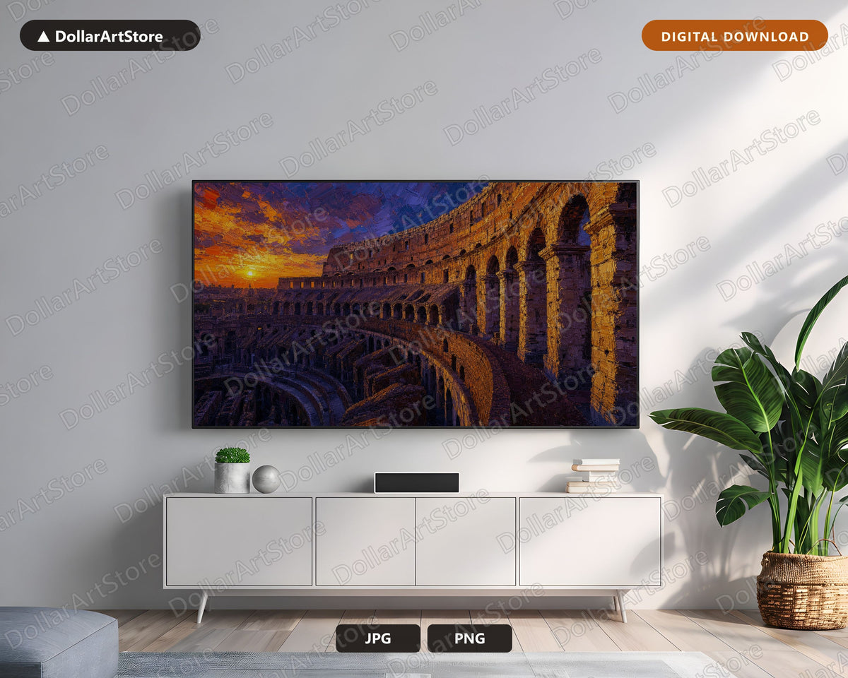 Scenic Roman Colosseum Dusk Samsung Frame TV Earthy 4K Art