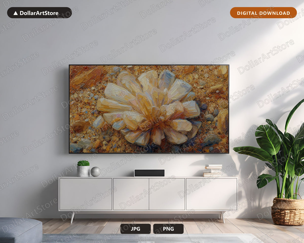 Cozy Textured Floral Frame TV Art, Samsung Frame TV Digital Download, Earthy Botanical Screensaver