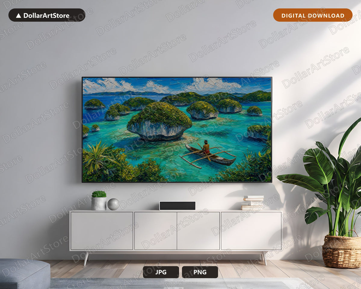 Tropical Island Scenery Frame TV Art, Samsung Frame TV Digital Download, 4K Paradise Landscape