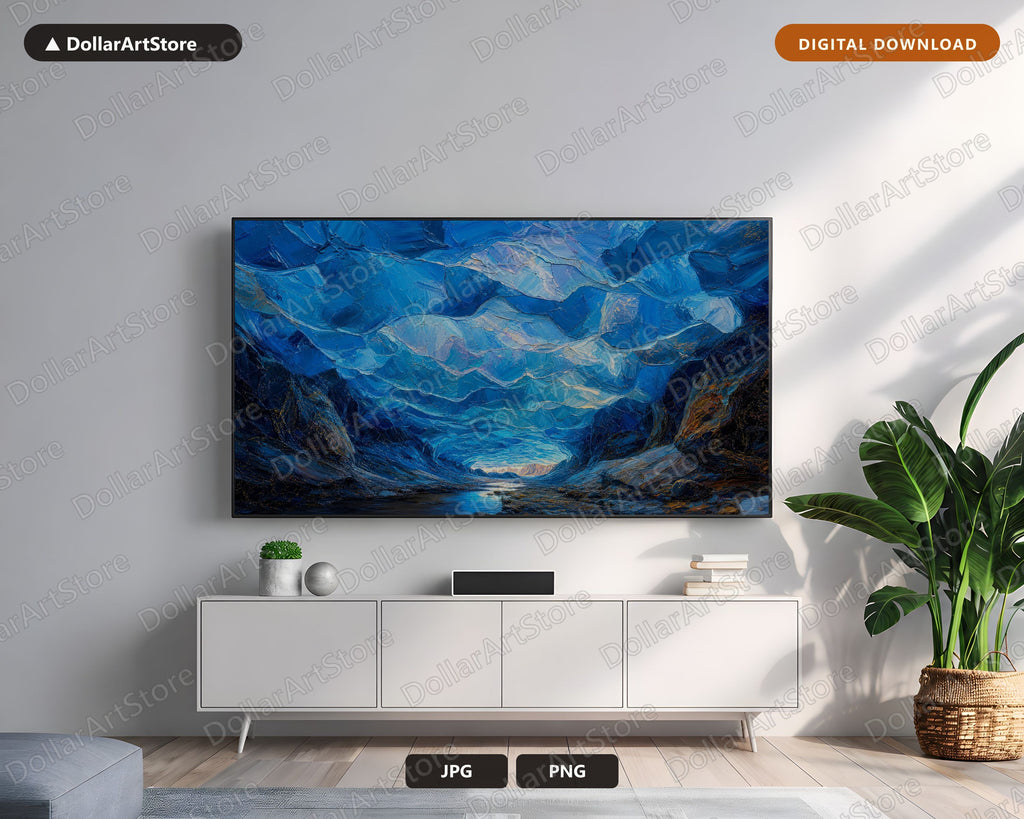 Cozy Arctic Ice Cave Frame TV Art, Samsung Frame TV Digital Download, 4K Textured Scenery