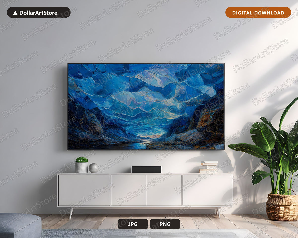 Cozy Arctic Ice Cave Frame TV Art, Samsung Frame TV Digital Download, 4K Textured Scenery