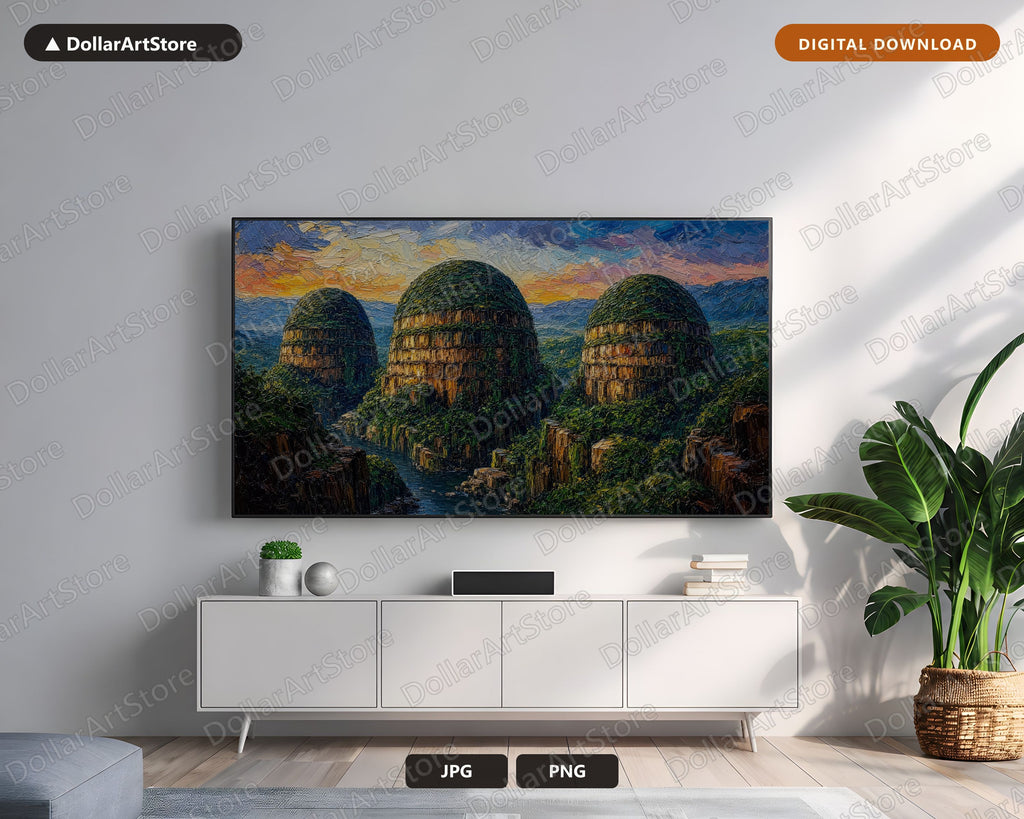 Cozy Textured Landscape Frame TV Art, Samsung Frame TV Digital Download, 4K Nature Scenery