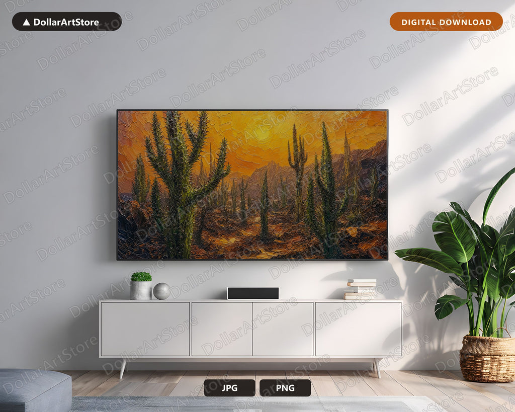 Earthy Desert Landscape Frame TV Art, Golden Hour Scenery, Samsung Frame TV Digital Download 4K