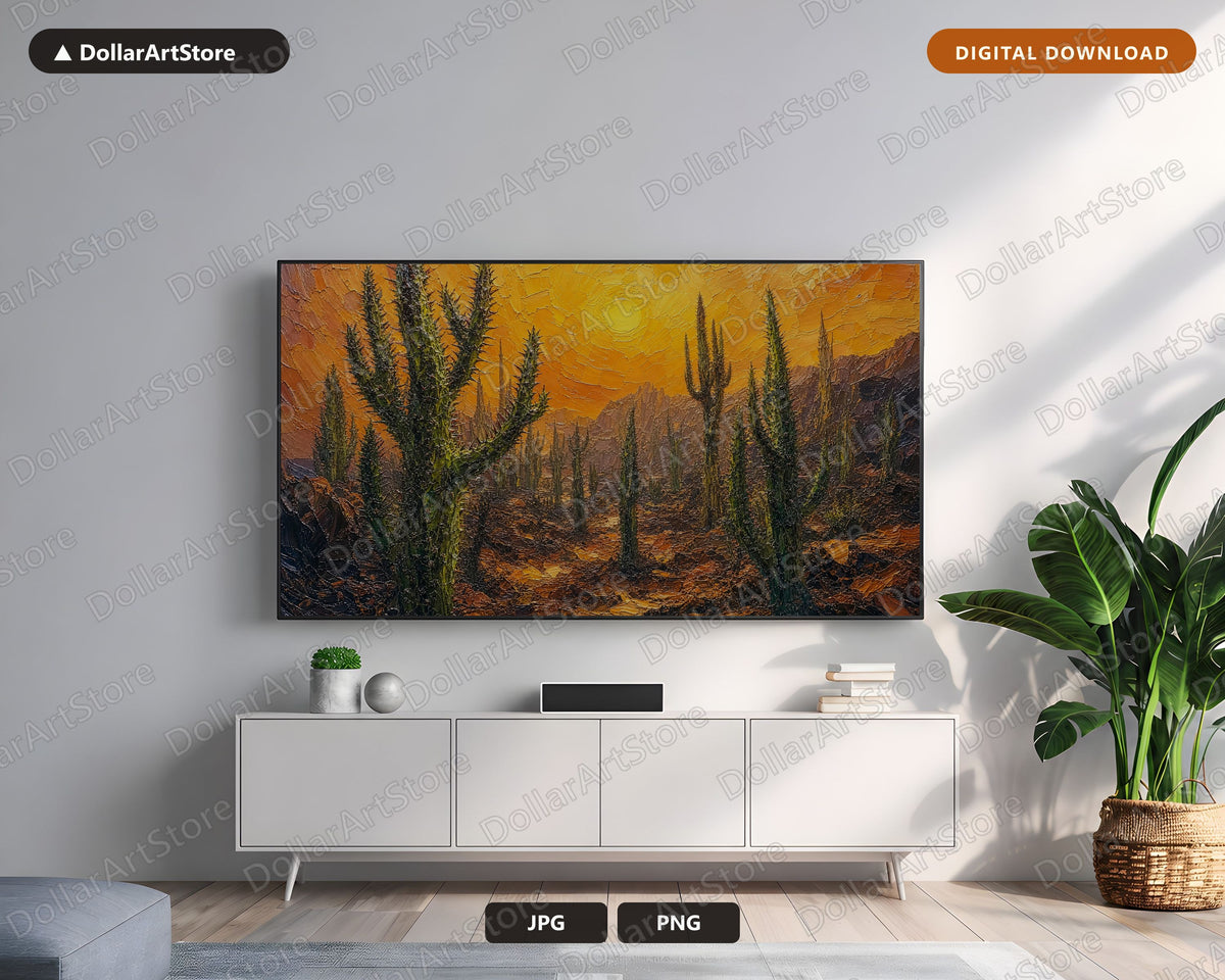 Earthy Desert Landscape Frame TV Art, Golden Hour Scenery, Samsung Frame TV Digital Download 4K