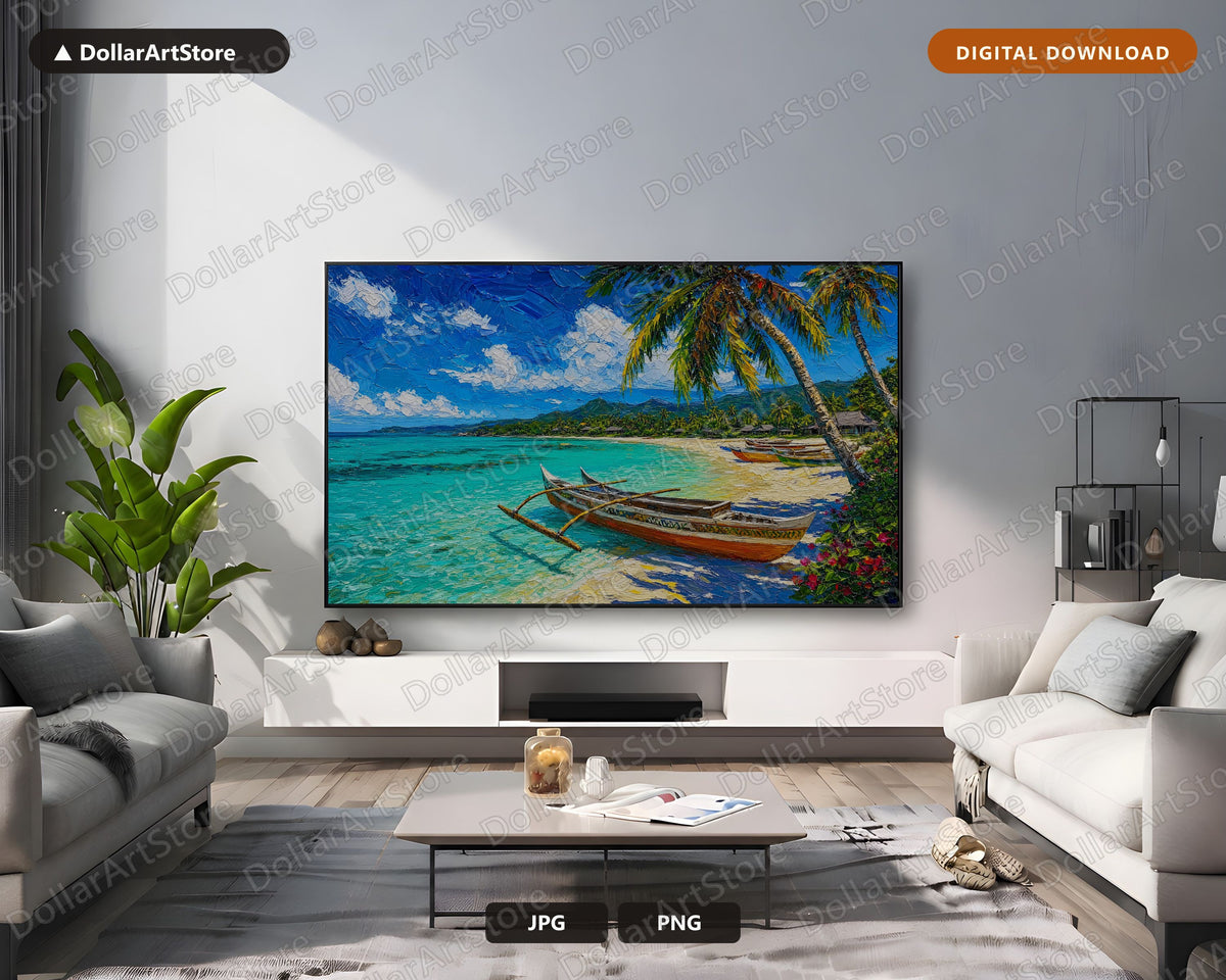 Tropical Beach Frame TV Art, Fiji Coral Coast Samsung Frame Digital Download 4K