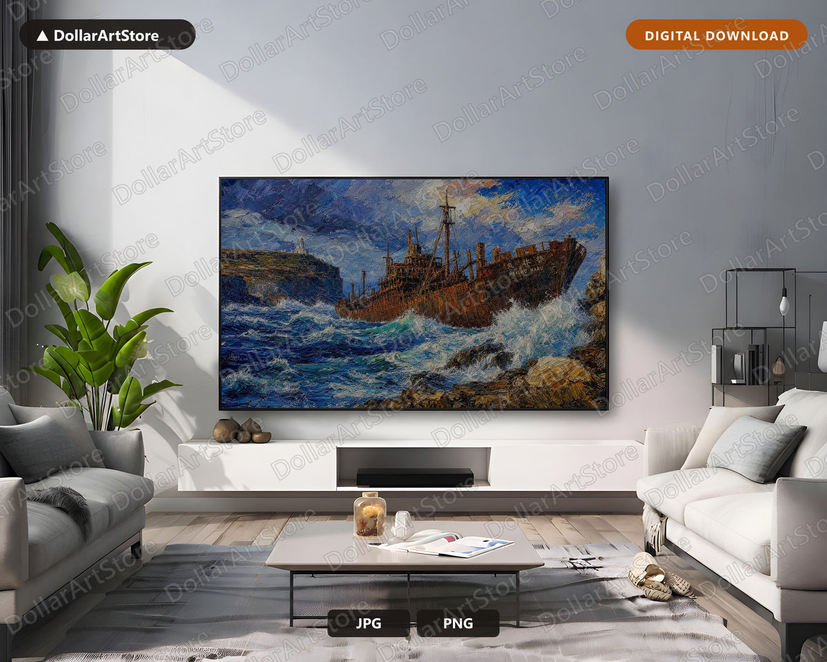 Famous South African Shipwreck Textured Frame TV Art 