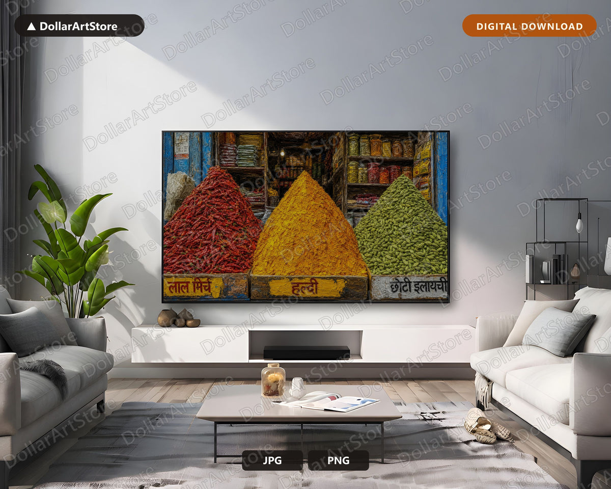 Cozy Spice Market Frame TV Art, Samsung Frame TV Digital Download, 4K Textured Middle East Scenery
