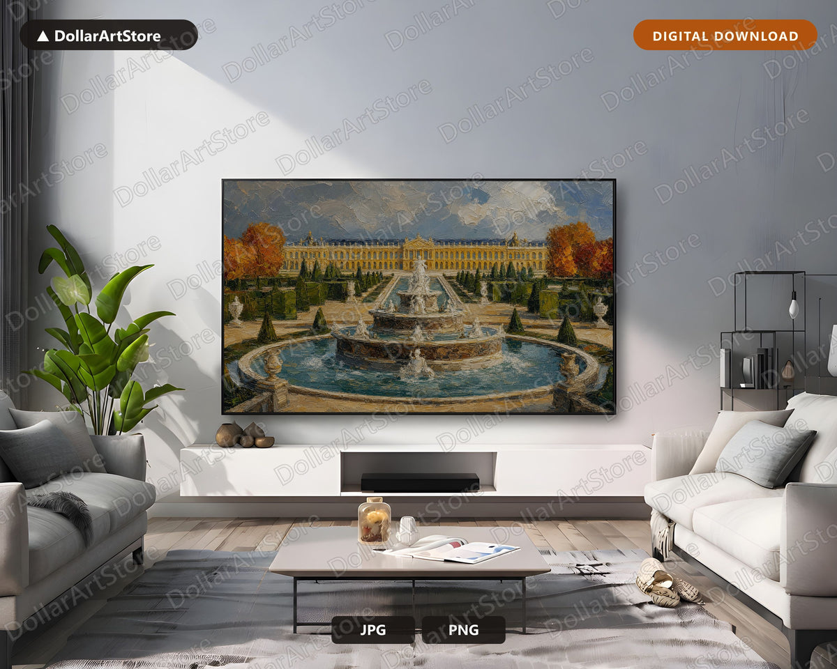 Cozy Palace Garden Frame TV Art, European Baroque Landscape, Samsung Frame TV 4K Digital Download