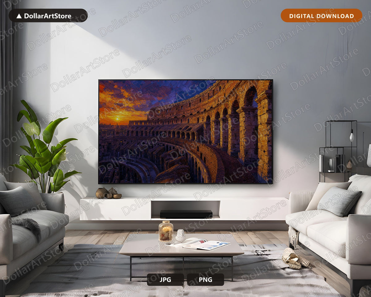 Scenic Roman Colosseum Dusk Samsung Frame TV Earthy 4K Art