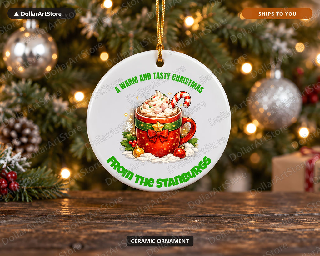 Hot Cocoa Christmas Ornament, Holiday Ceramic Tree Ornament, Festive Gift