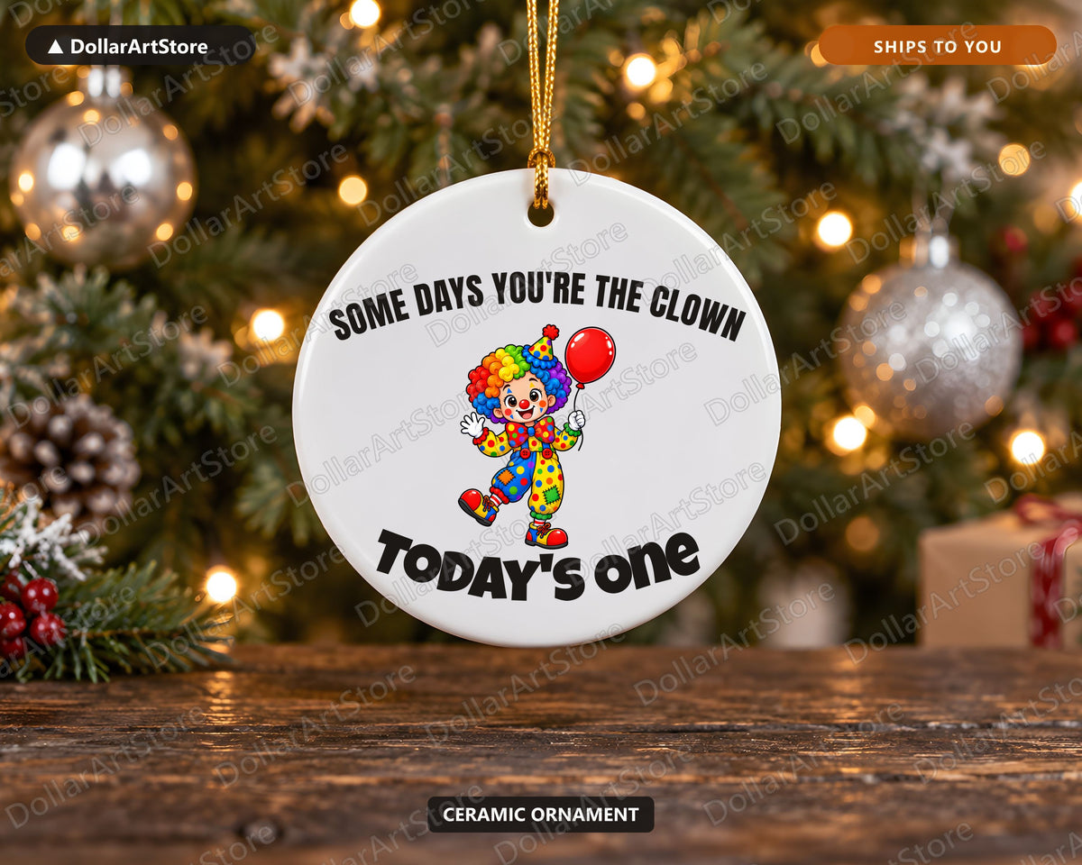 Cute Clown Christmas Ornament, Ceramic Tree Ornament, Holiday Gift