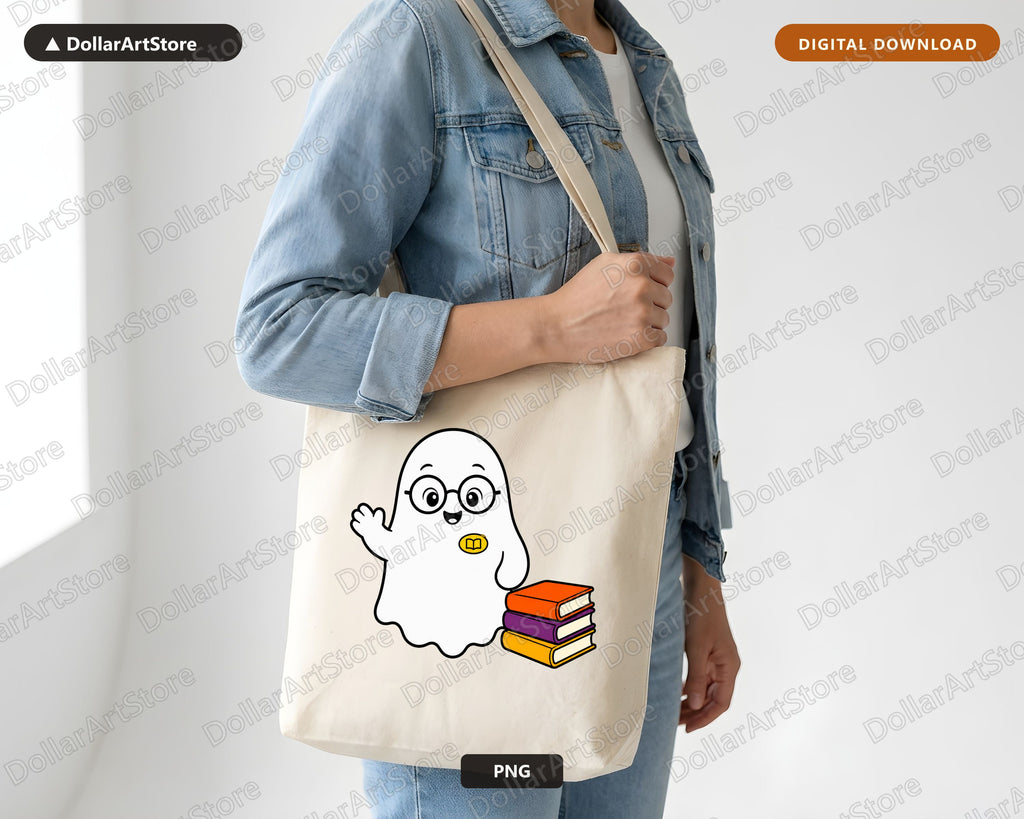 Bookish Ghost PNG, Sublimation Design, Shirt & Tumbler Download