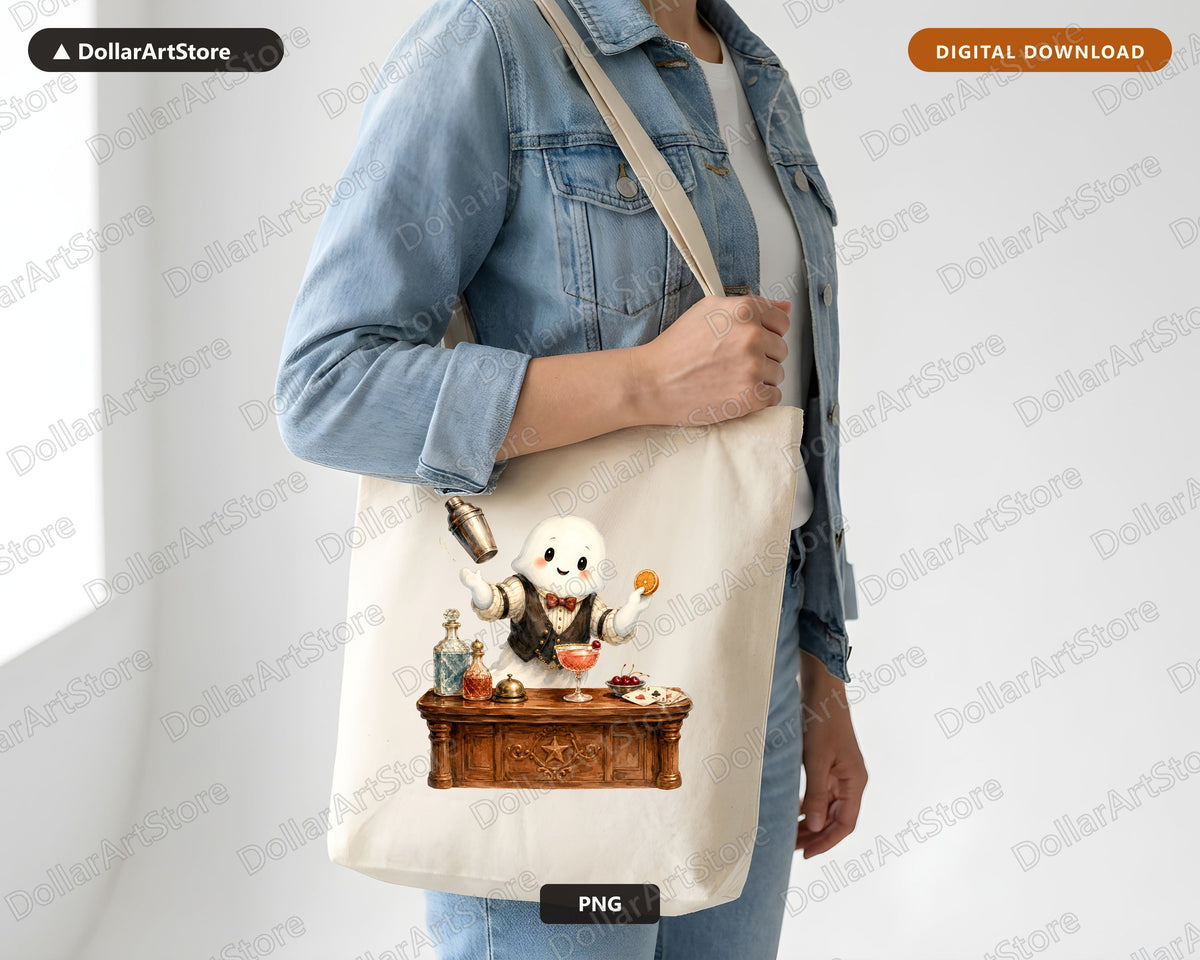 Cocktail Bartender Ghost PNG, Western Saloon Design, Sublimation Download