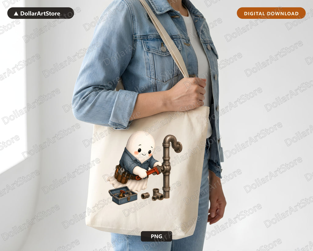 Cute Plumber Ghost PNG, Sublimation Design, Shirt Design Digital Download