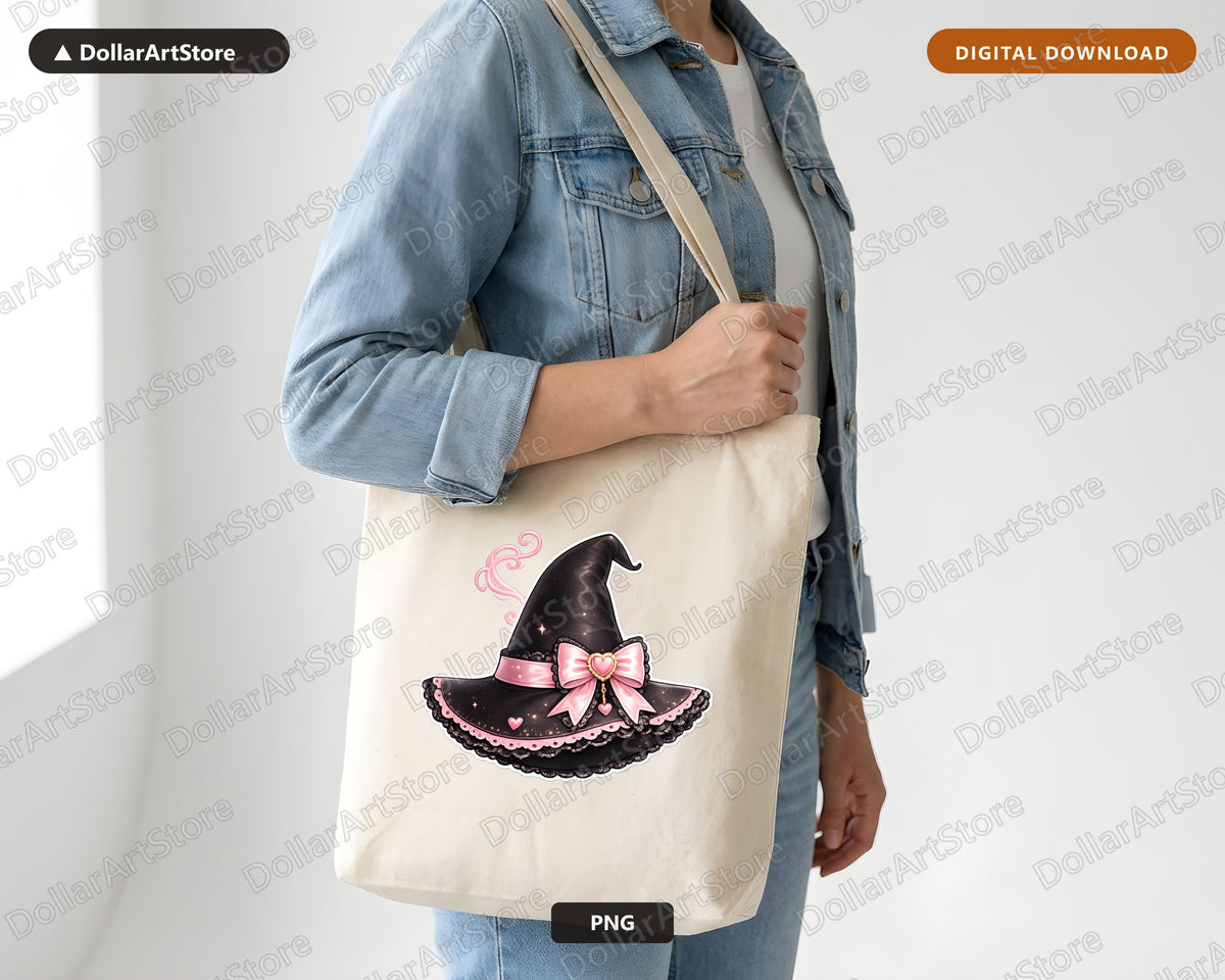 Coquette Halloween Witch Hat PNG, Sublimation Design, Shirt & Tumbler
