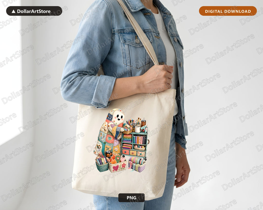 Crafting Ghost PNG, Sublimation Design, Print-on-Demand Digital Download