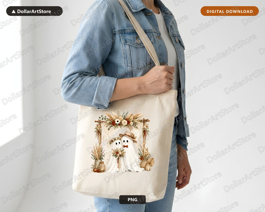 Boho Ghost PNG, Sublimation Design, Fall Autumn Shirt Design Digital Download