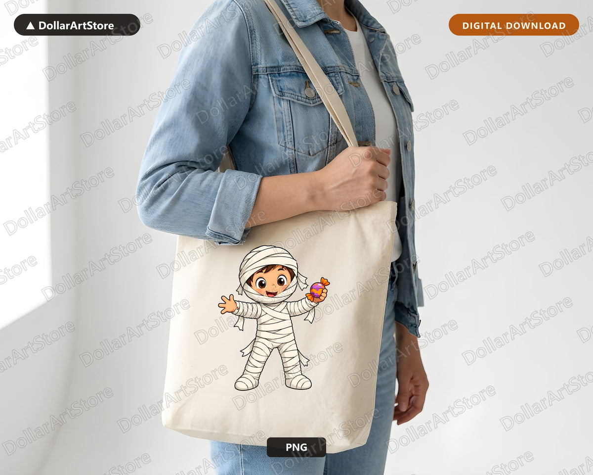 Cute Mummy Halloween Costume PNG, Sublimation Design, Kids Shirt Design Digital Download