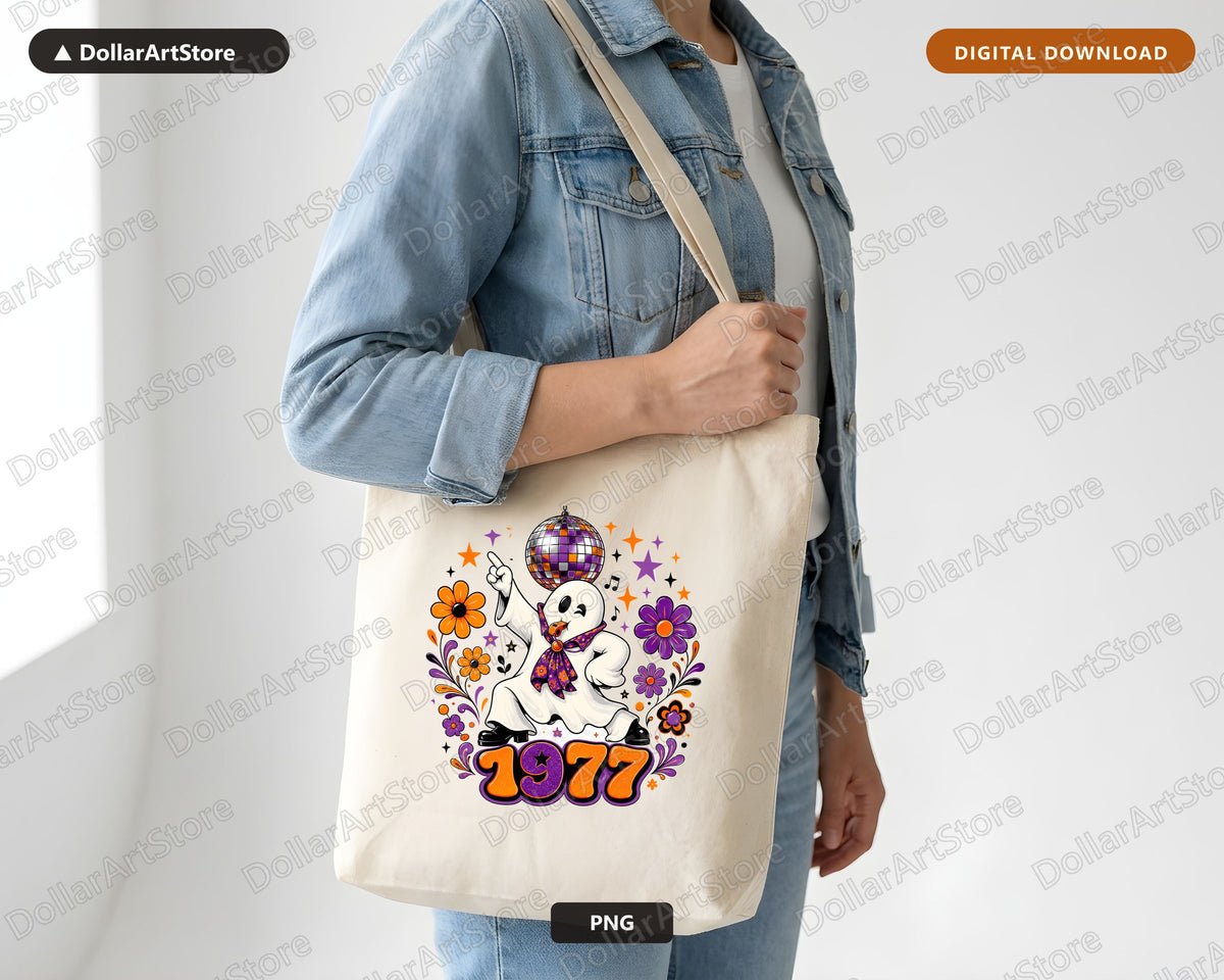 Retro Disco Ghost PNG, Sublimation Design, Halloween Shirt Design Digital Download