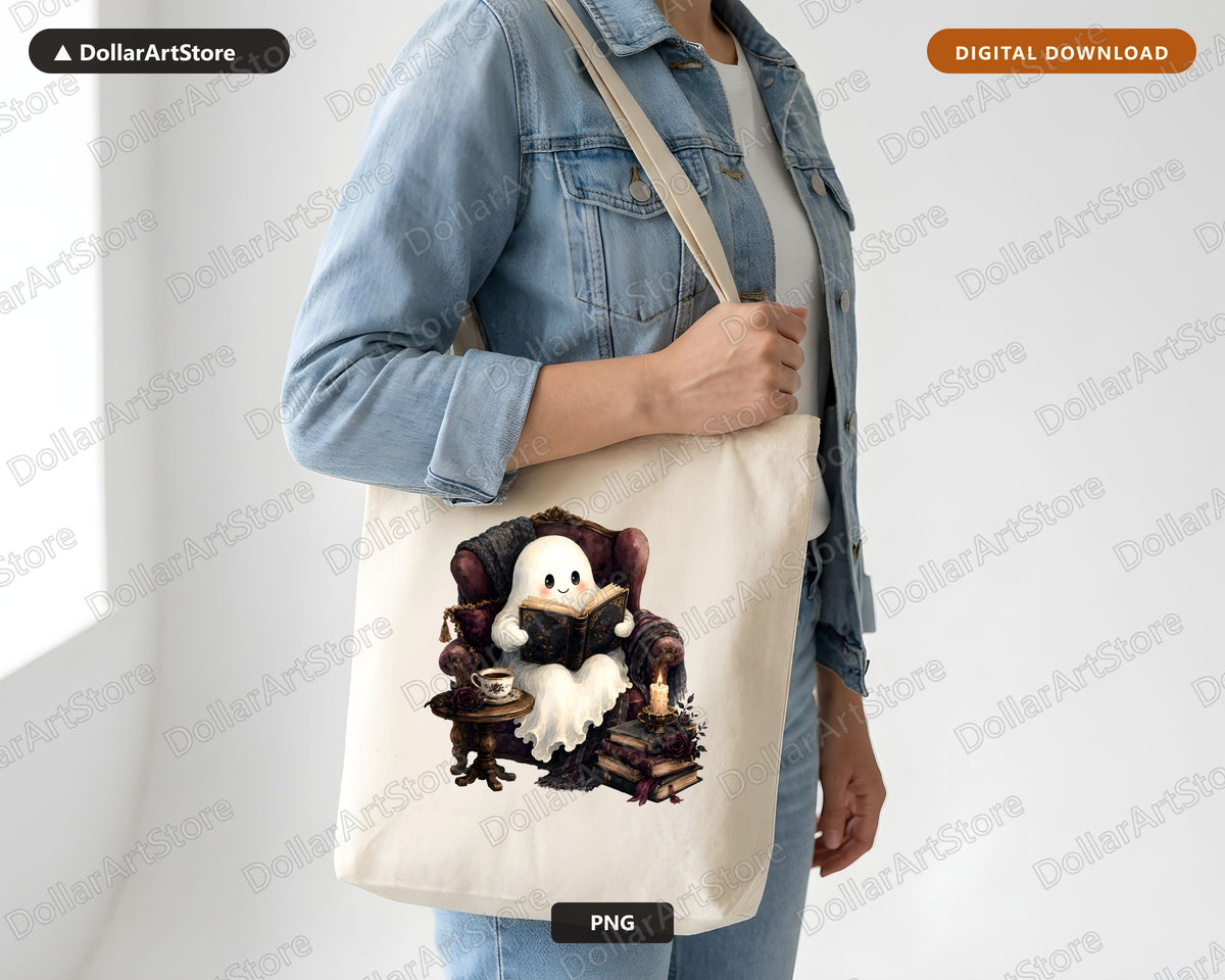 Bookish Ghost PNG, Sublimation Design, Shirt & Tumbler Print Digital Download