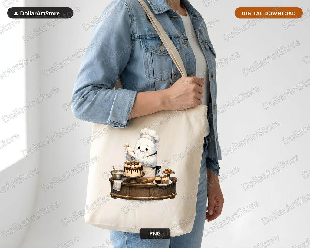 Baker Ghost PNG, Sublimation Design, Shirt & Tumbler Digital Download