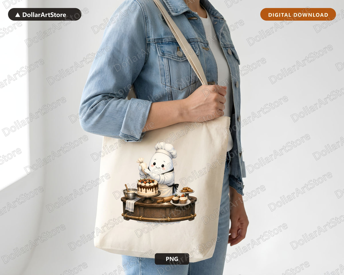 Baker Ghost PNG, Sublimation Design, Shirt & Tumbler Digital Download