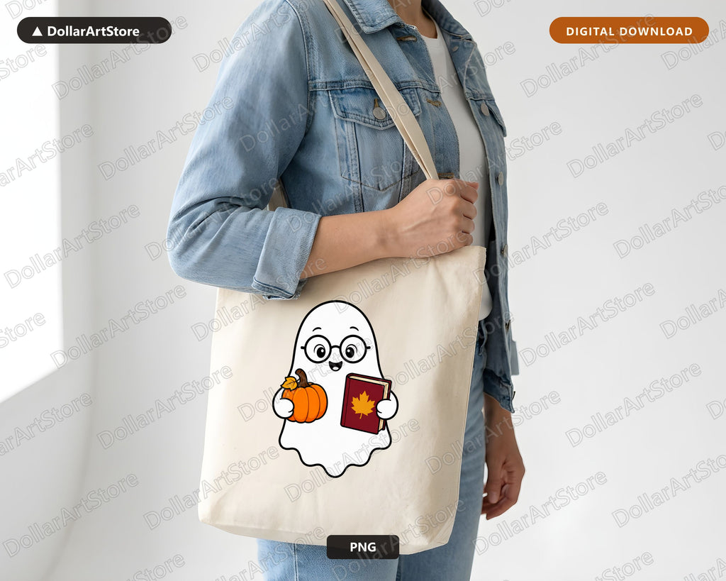 Bookish Ghost PNG, Autumn Fall Design, Sublimation Shirt Printable Download