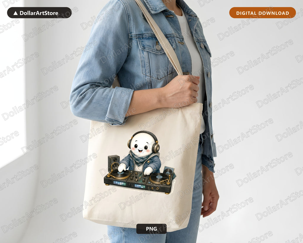 DJ Ghost PNG Sublimation Design, Steampunk Turntable Shirt Design Digital Download