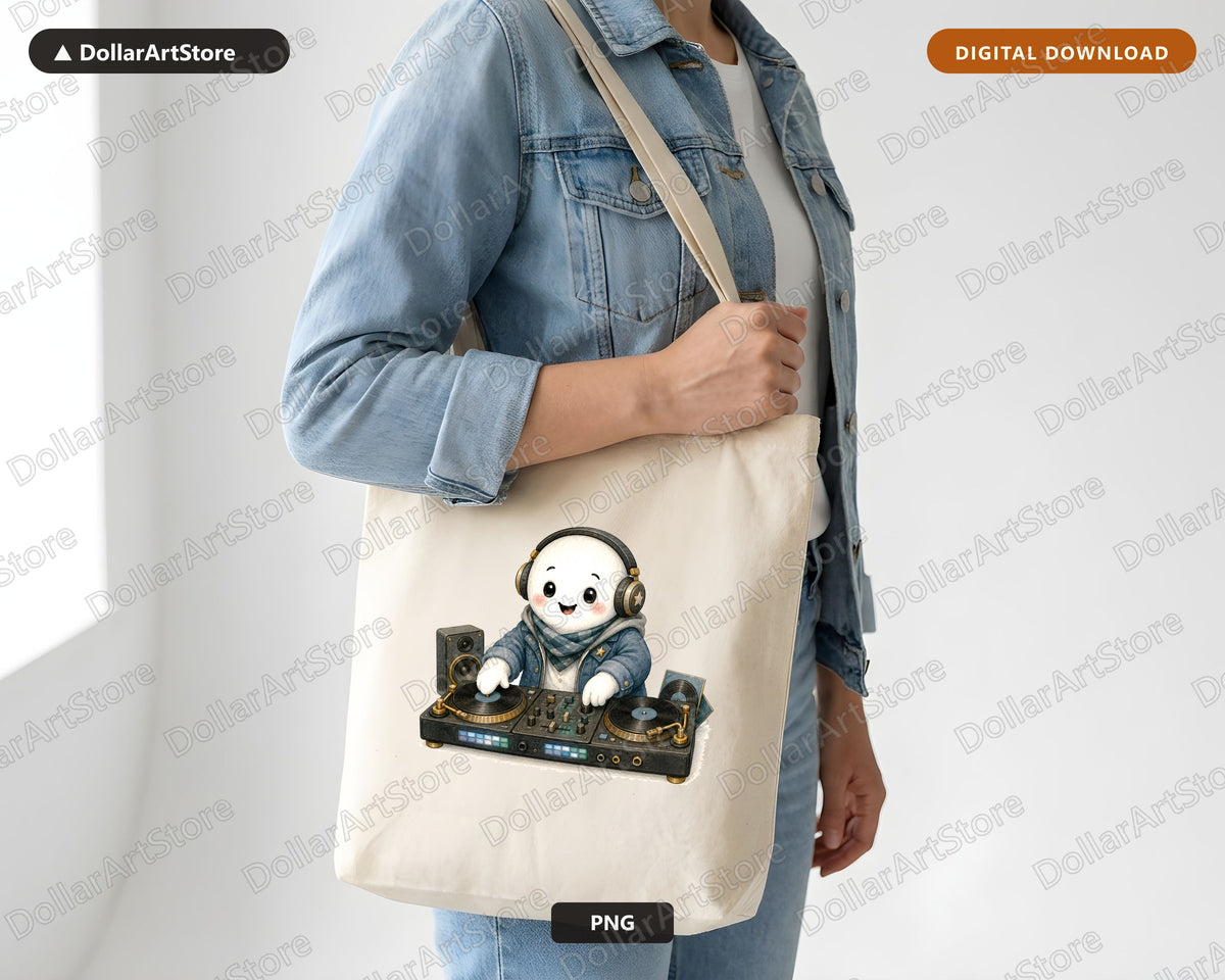 DJ Ghost PNG Sublimation Design, Steampunk Turntable Shirt Design Digital Download