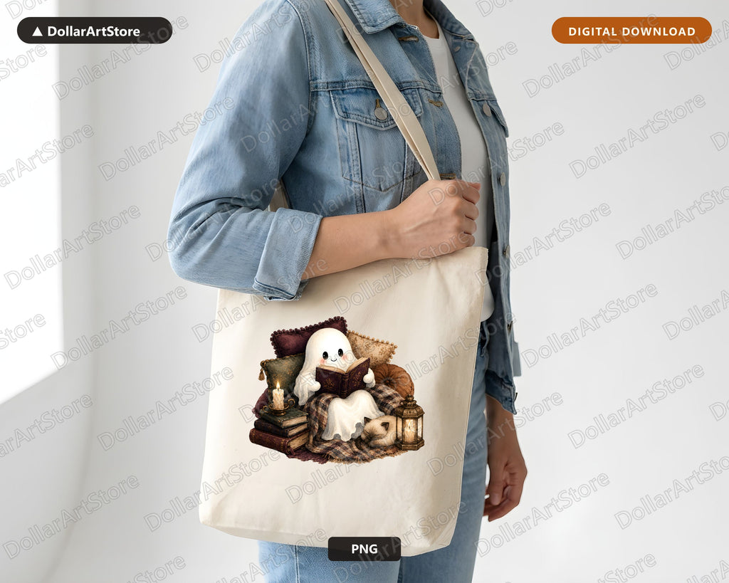 Bookish Ghost PNG, Sublimation Design, Shirt & Tumbler Digital Download