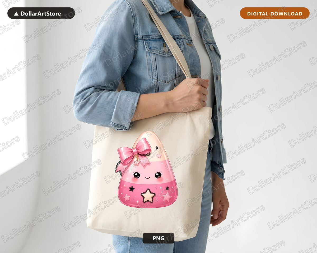 Coquette Candy Corn PNG, Cute Halloween Sublimation Design, Shirt Print Digital Download
