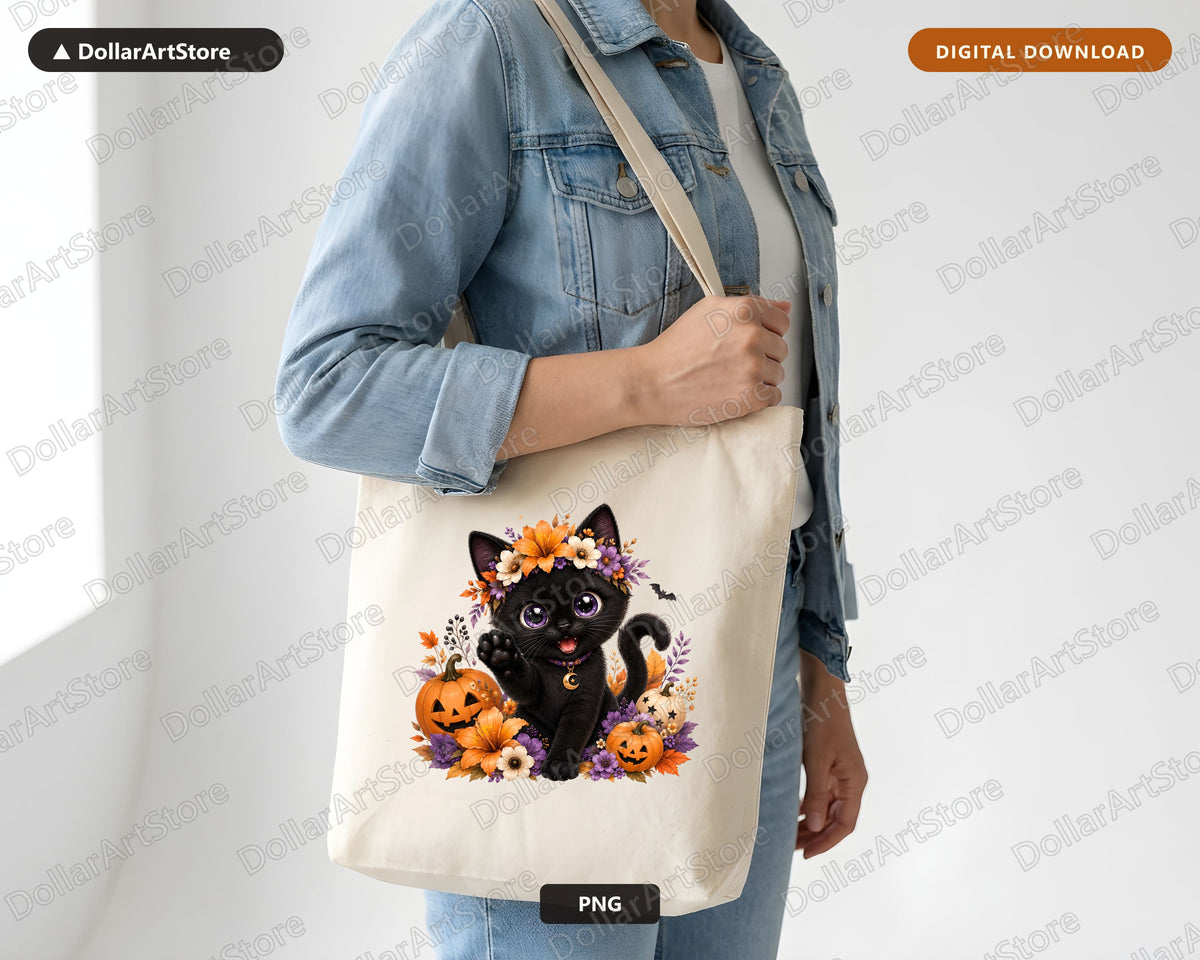 Black Cat Halloween PNG, Sublimation Design, Shirt Design Digital Download