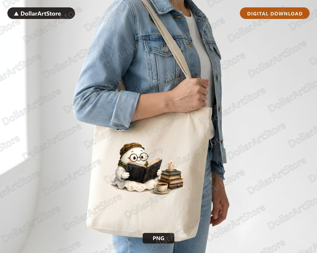 Bookish Ghost PNG, Sublimation Design, Reading Lover Shirt Design