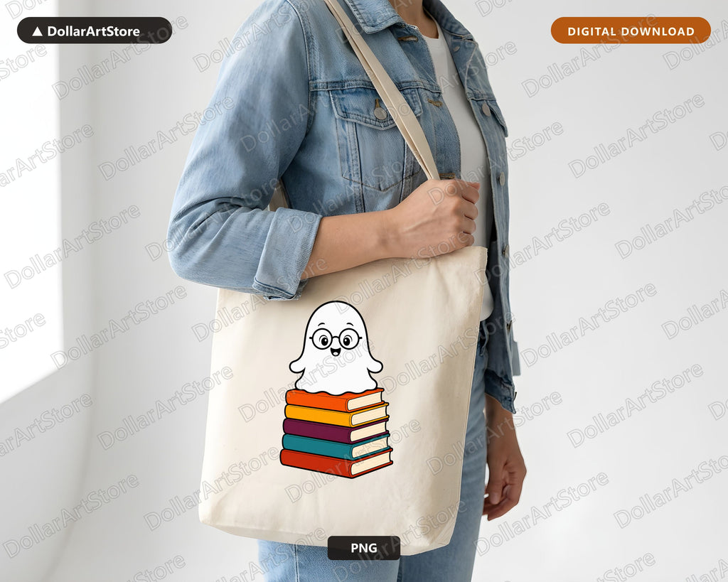 Bookish Ghost PNG, Cute Reading Design, Sublimation Download
