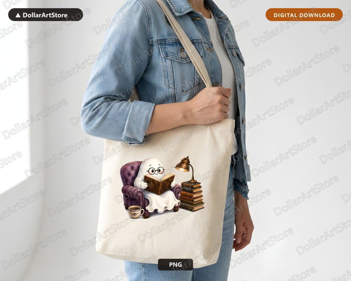Bookish Ghost PNG, Sublimation Design, Reading Shirt Design Digital Download