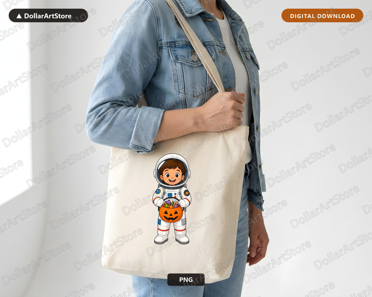 Cute Astronaut Halloween Costume Kid PNG, Sublimation Design Digital Download