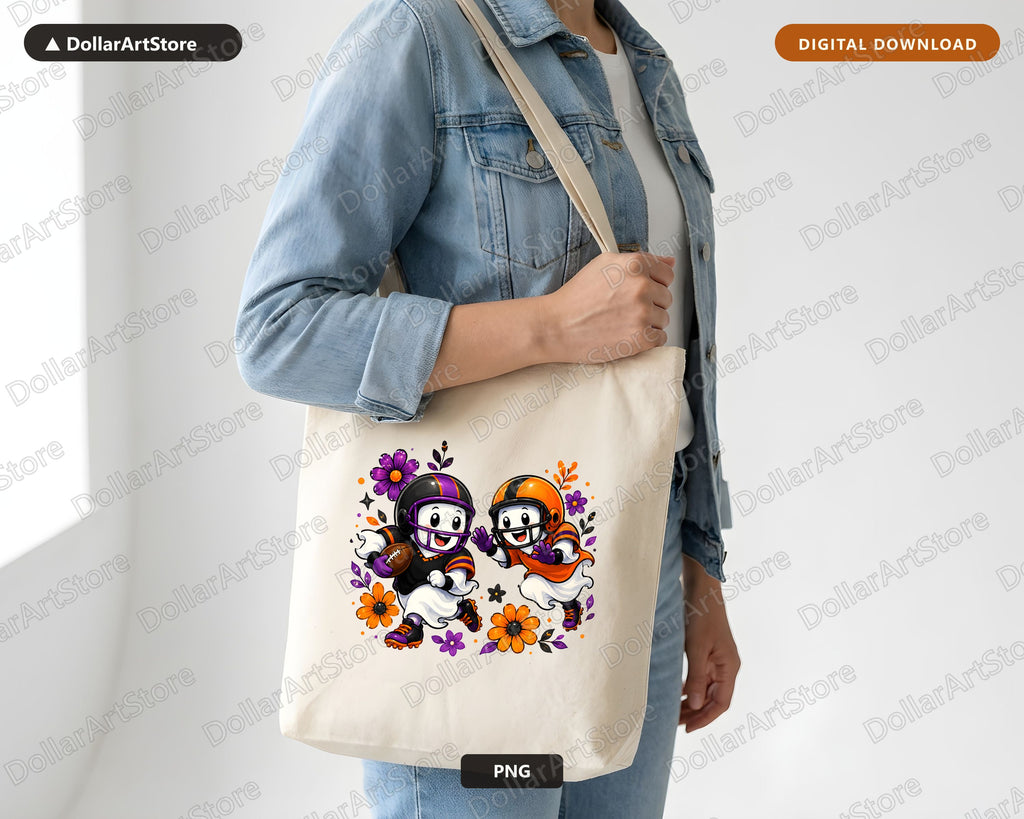 Cute Football Ghost PNG, Sports Halloween Sublimation Design, Shirt Design Digital Download