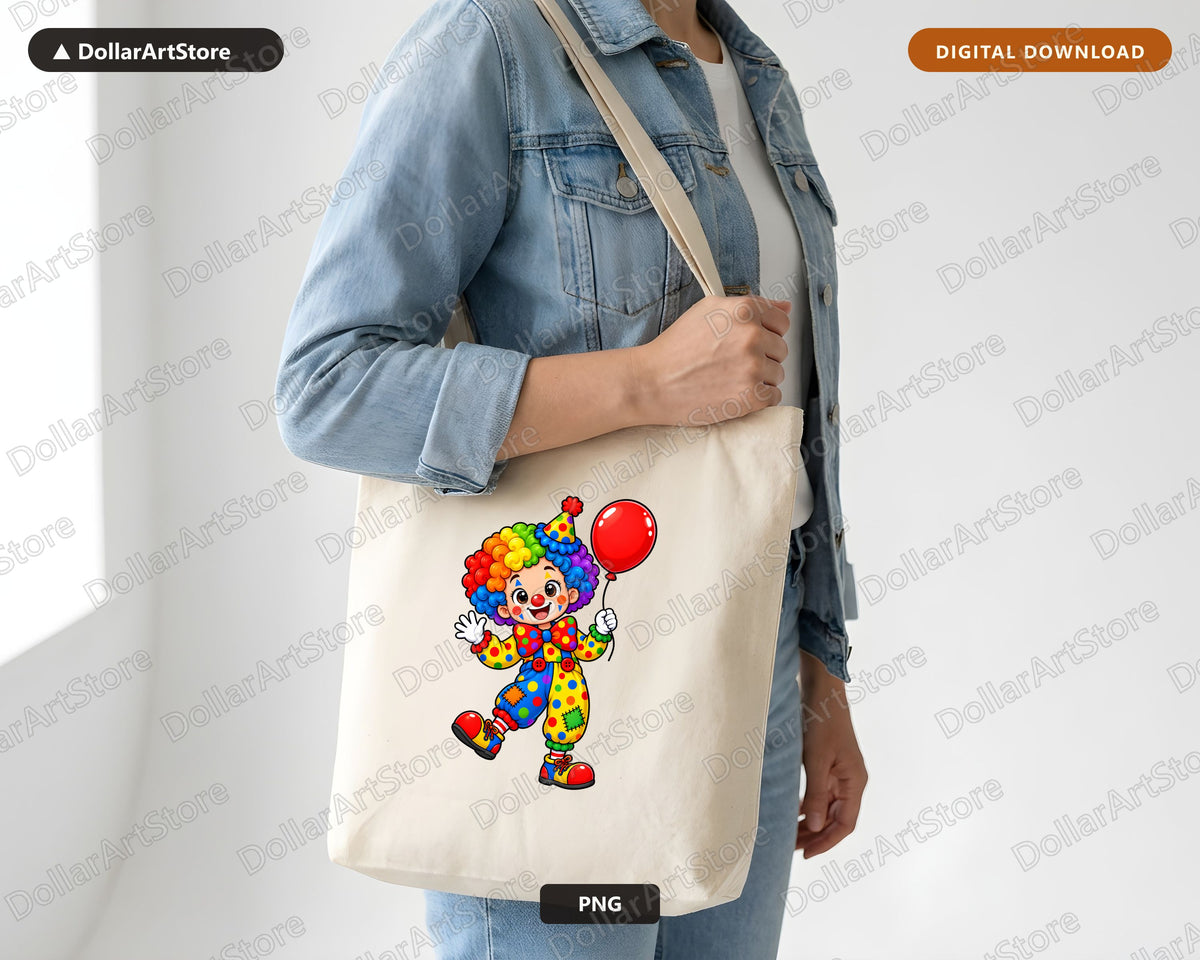 Cute Clown PNG, Kids Party Sublimation Design, Instant Digital Download