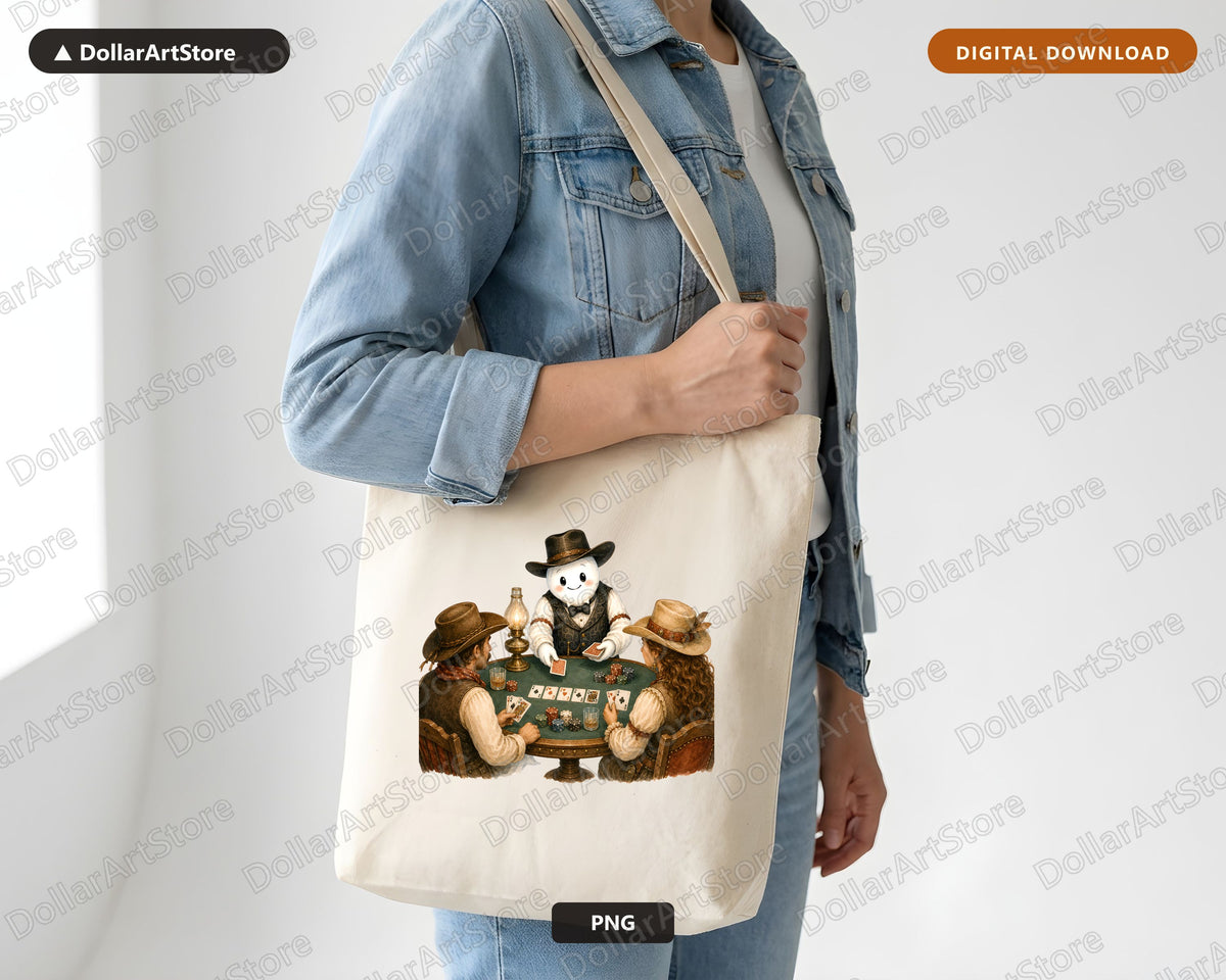 Western Cowboy Ghost PNG Sublimation Design, Poker Game Shirt Design Digital Download