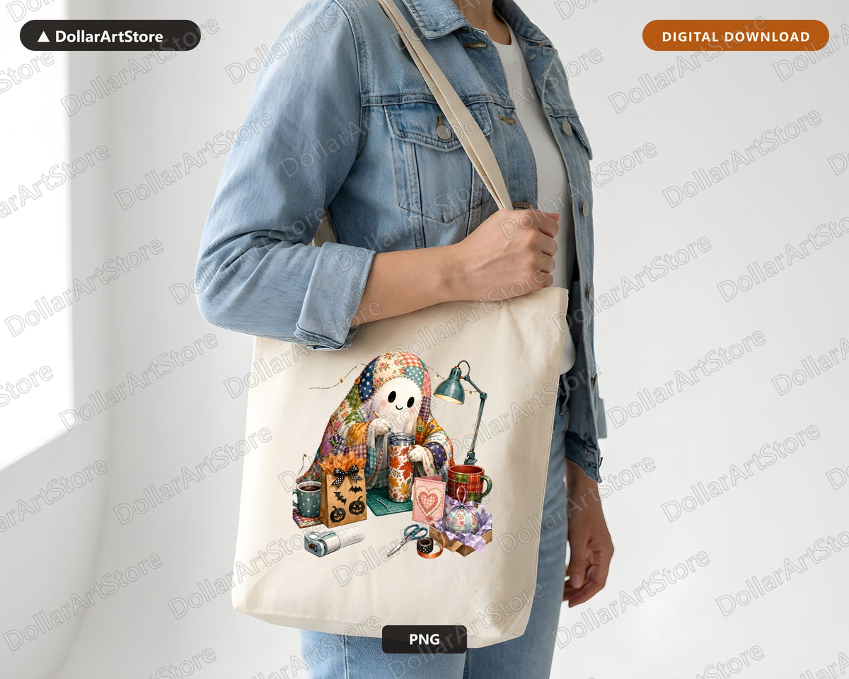 Crafty Ghost PNG, Autumn Sublimation Design, Fall Shirt PNG Digital Download